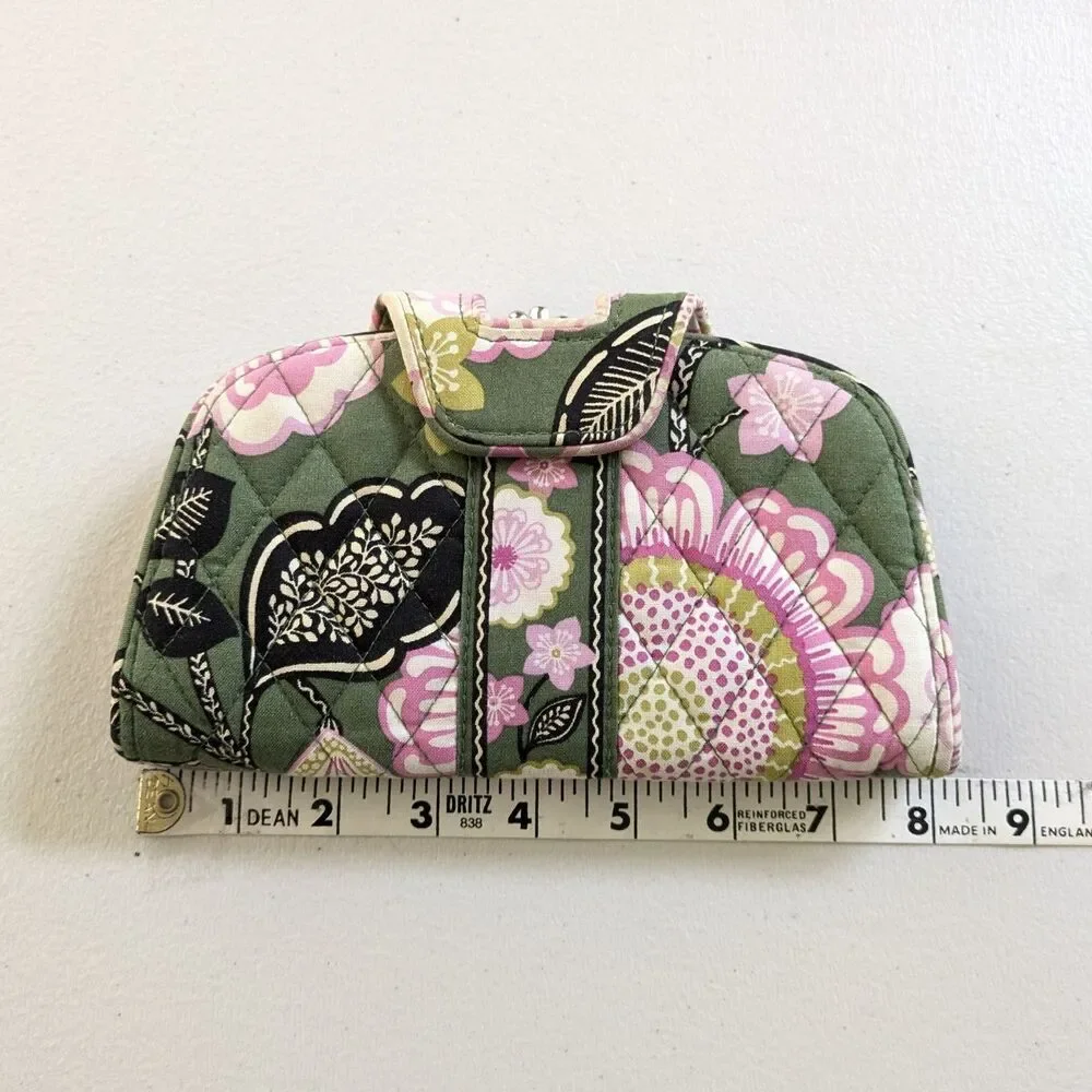 Vera Bradley Olivia Pink Floral Snap Double Kiss Lock Wallet Clutch Retired